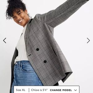 Madewell Caldwell double breasted plaid blazer
